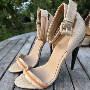 L.A.M.B. Beige and Orange Heels